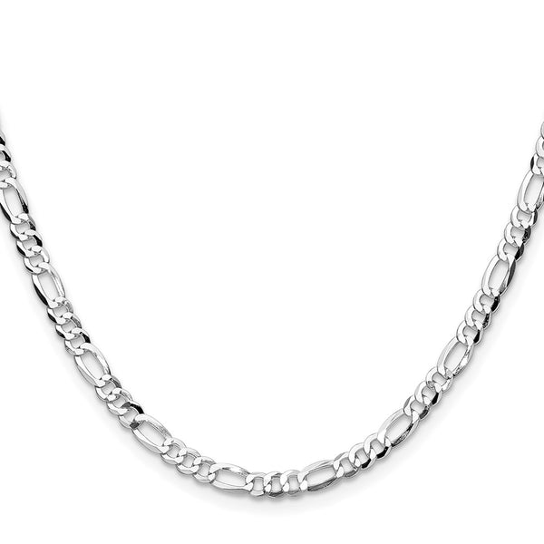 4.0mm Rhodium-Plated Flat Figaro Chain in Sterling Silver