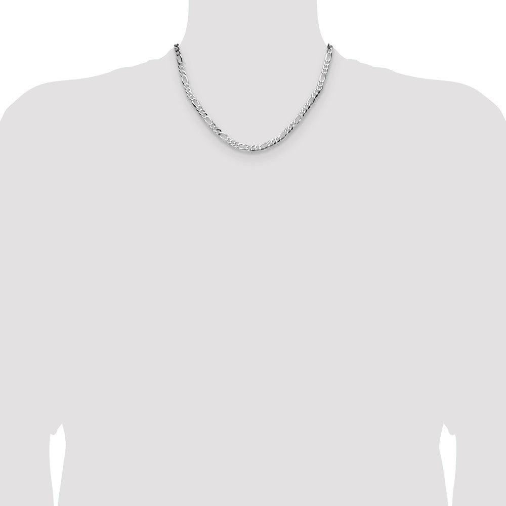 Buy Stylish 4.0mm Rhodium-Plated Flat Figaro Chain in Sterling Silver