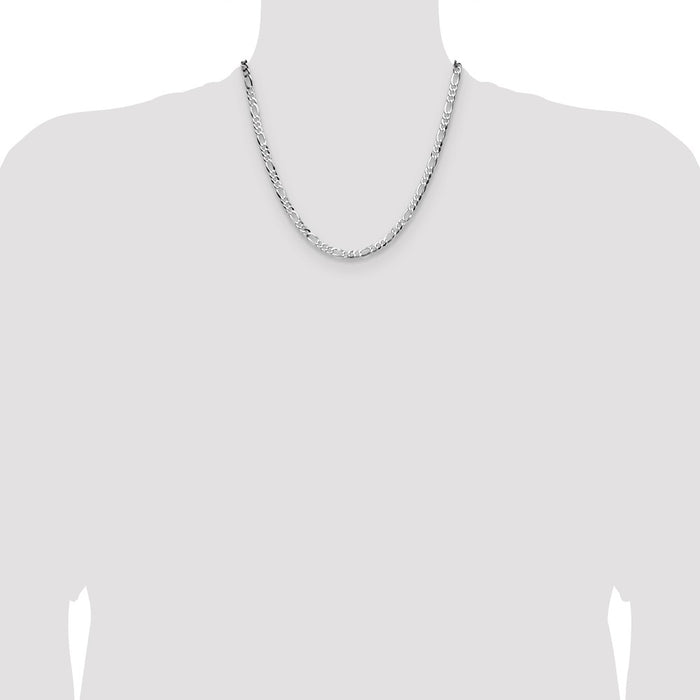 High-Quality Rhodium-Plated Sterling Silver 4.0mm Flat Figaro Chain - Affordable Price-4