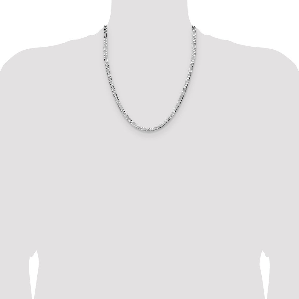 Exclusive Rhodium-Plated Sterling Silver 4.0mm Flat Figaro Chain - Stylish Value
