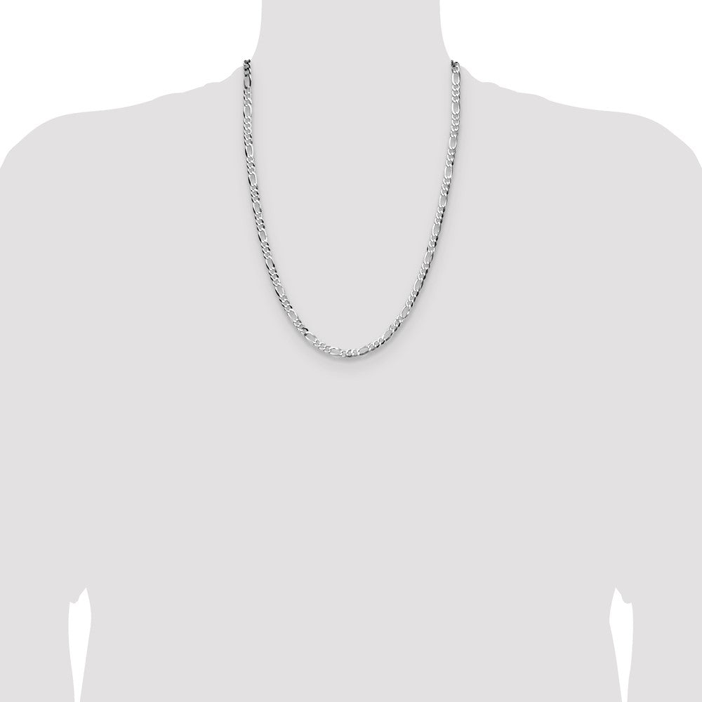 Buy Stylish 4.0mm Rhodium-Plated Sterling Silver Flat Figaro Chain - Affordable Quality