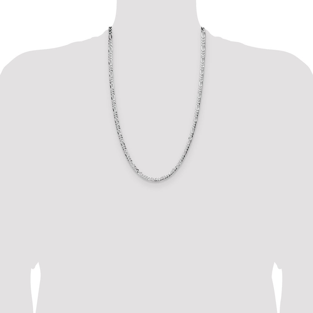 Buy Stylish Rhodium-Plated Sterling Silver 4.0mm Flat Figaro Chain