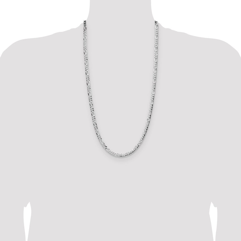 Buy Stylish 4.0mm Lightweight Flat Figaro Chain in Rhodium-Plated Silver