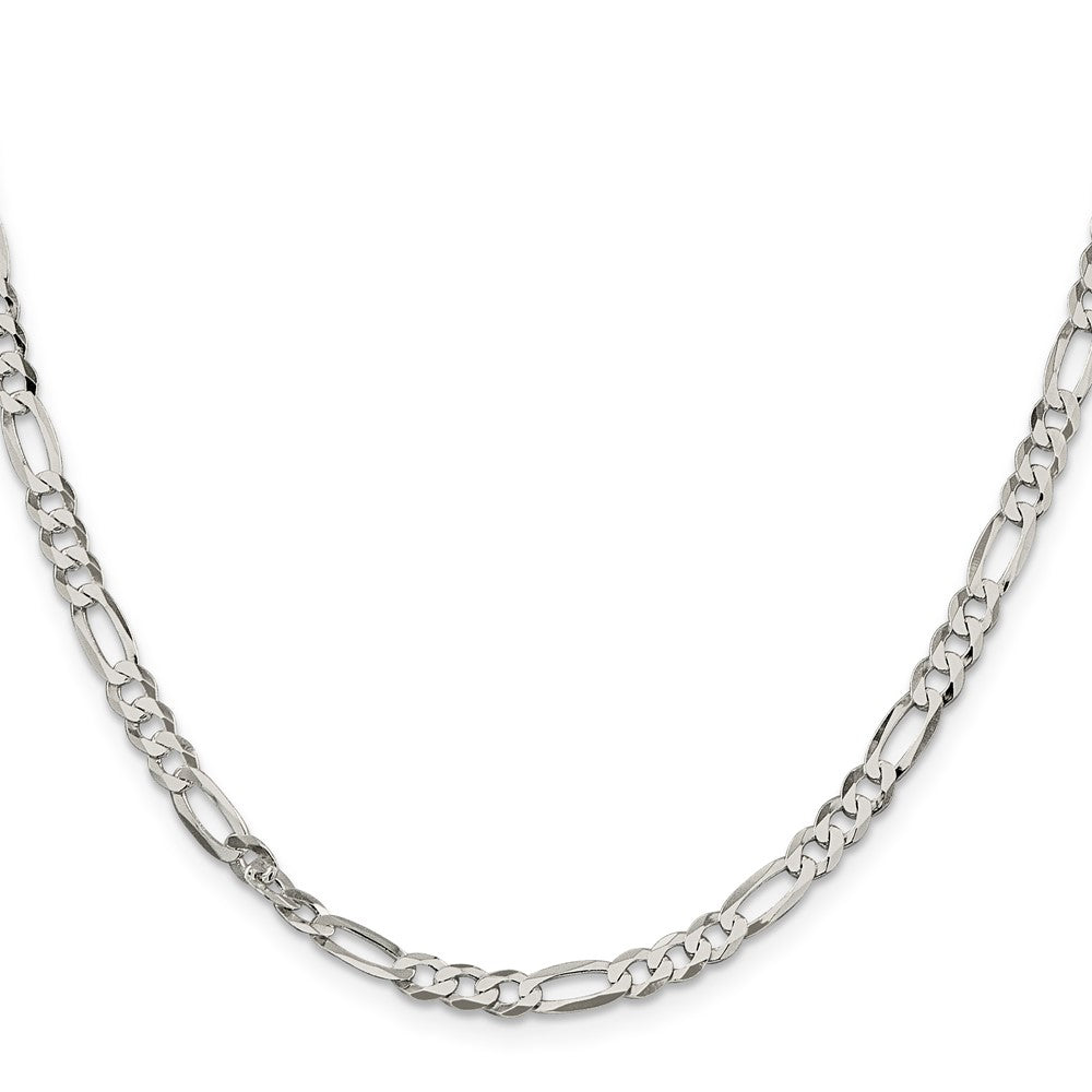 High-Quality 4.5mm Flat Figaro Chain in Sterling Silver | Stylish Value Jewelry