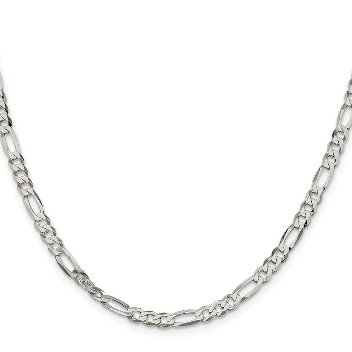 High-Quality 4.5mm Flat Figaro Chain in Sterling Silver | Stylish Value Jewelry-2