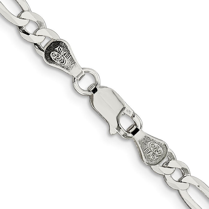 High-Quality 4.5mm Flat Figaro Chain in Sterling Silver | Stylish Value Jewelry-3