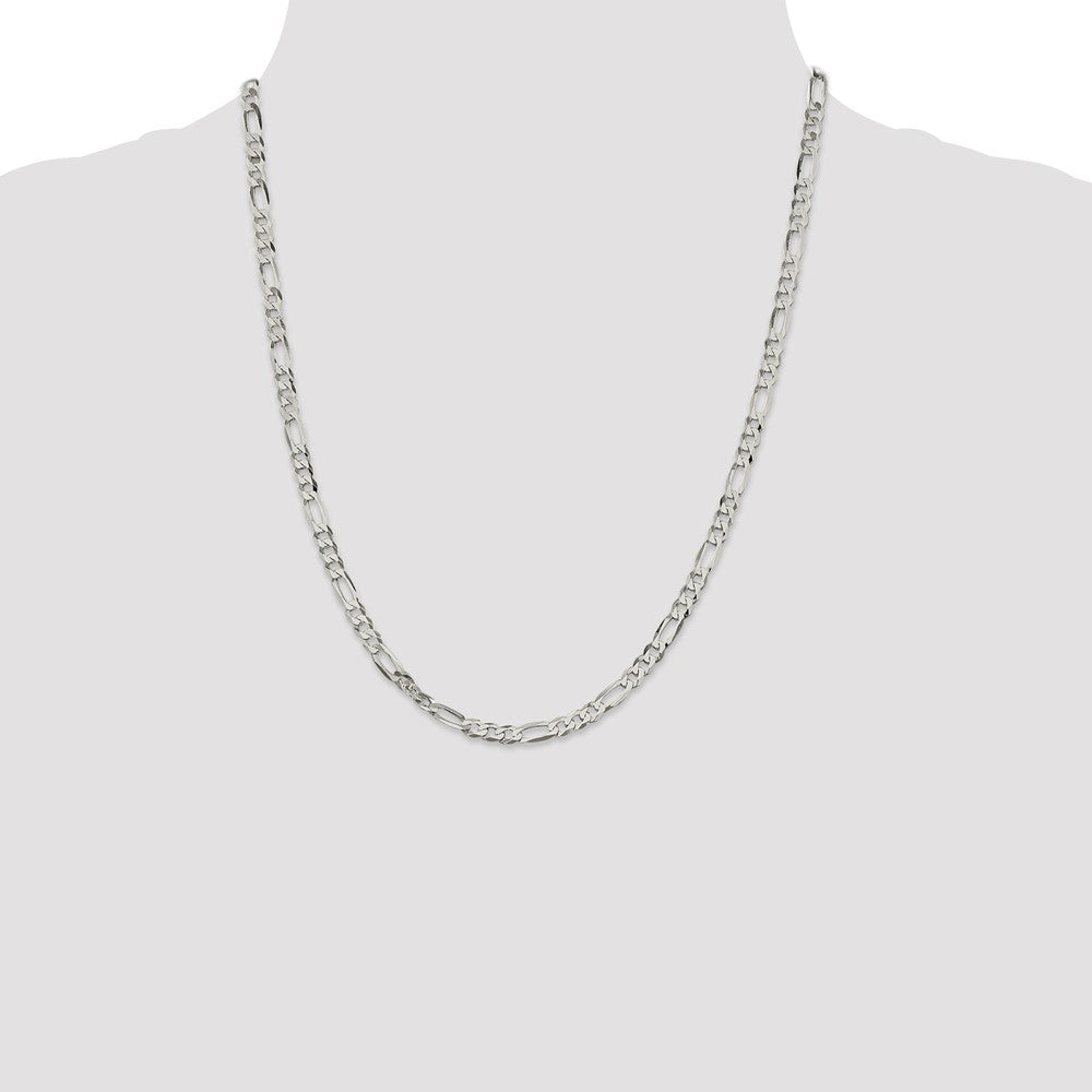 High-Quality 4.5mm Flat Figaro Chain in Sterling Silver | Stylish Value Jewelry