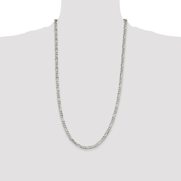 High-Quality 4.5mm Sterling Silver Flat Figaro Chain - Stylish & Affordable!-4