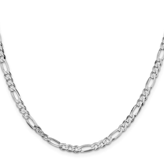 High-Quality Rhodium-Plated Sterling Silver 4.5mm Flat Figaro Chain - Affordable Luxury