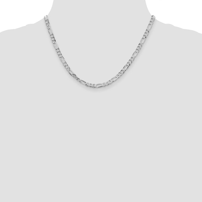 High-Quality Rhodium-Plated Sterling Silver 4.5mm Flat Figaro Chain - Affordable Luxury-4
