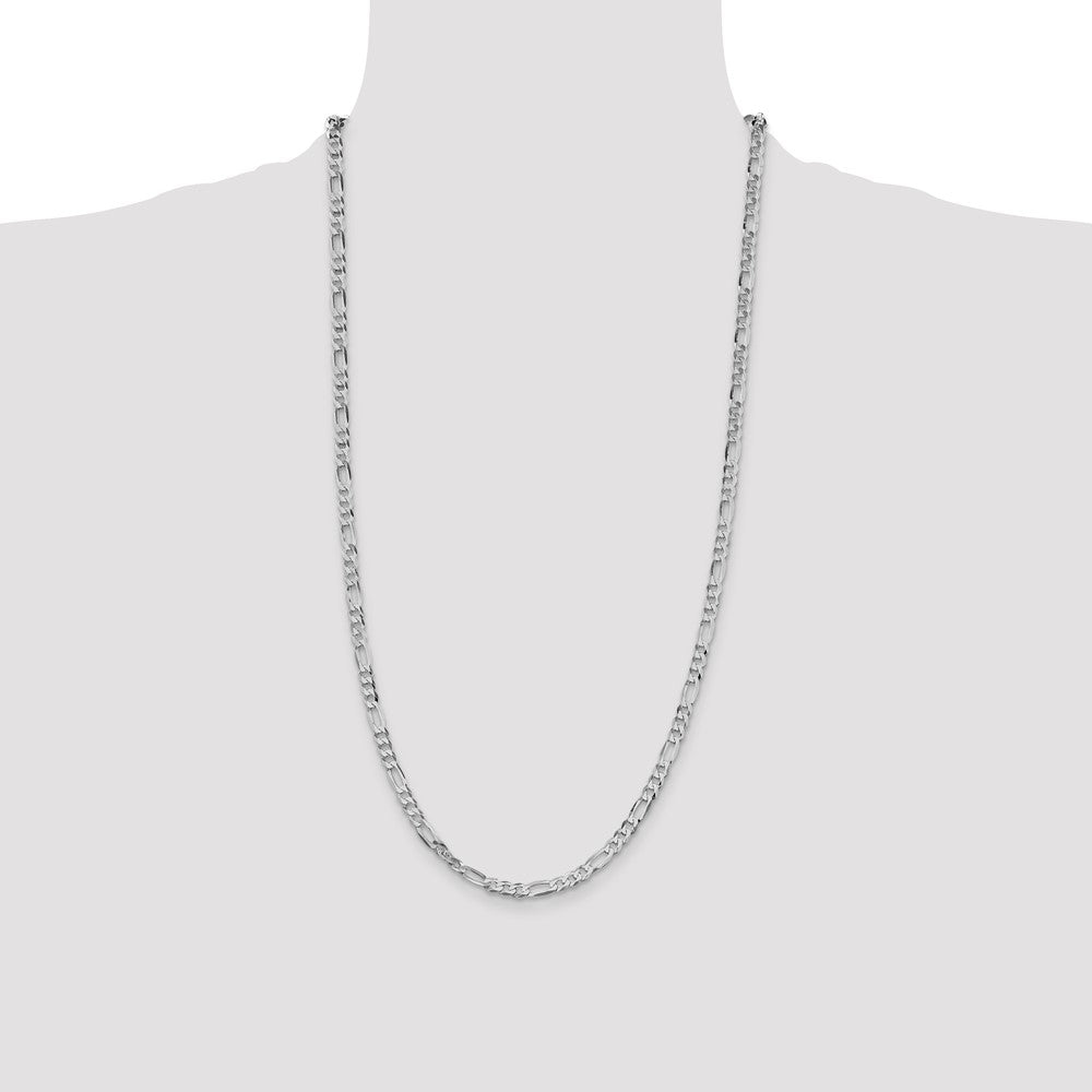 Buy Stylish Rhodium-Plated Sterling Silver 4.5mm Flat Figaro Chain - Affordable Luxury