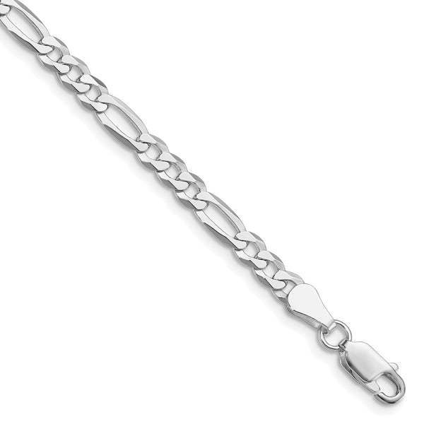 Rhodium-Plated Sterling Silver 4.5mm Figaro Chain - Lightweight