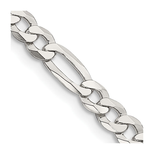 High-Quality 4.5mm Flat Figaro Chain in Sterling Silver | Stylish Value Jewelry