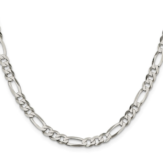 Exclusive 5.5mm Lightweight Sterling Silver Flat Figaro Chain - Stylish Value