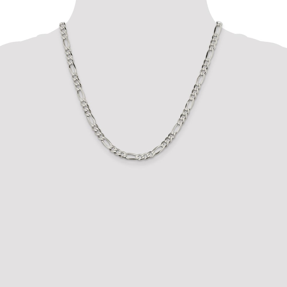 Exclusive 5.5mm Lightweight Sterling Silver Flat Figaro Chain - Stylish Value