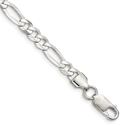 Buy Stylish 5.5mm Flat Figaro Chain in Lightweight Sterling Silver - Affordable Luxury