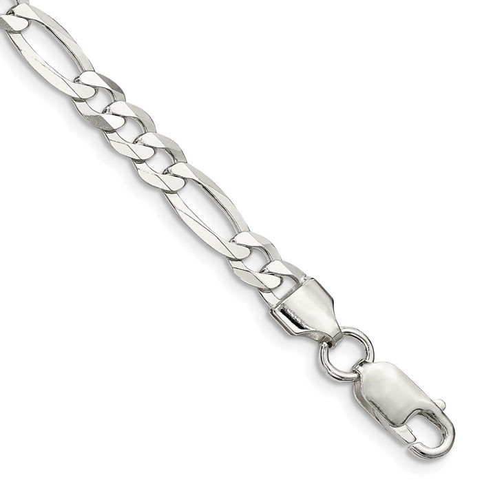 Buy Stylish 5.5mm Flat Figaro Chain in Lightweight Sterling Silver - Affordable Luxury-1