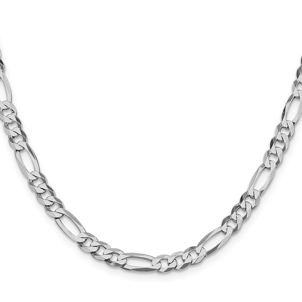 5.5mm Rhodium-Plated Sterling Silver Flat Figaro Chain