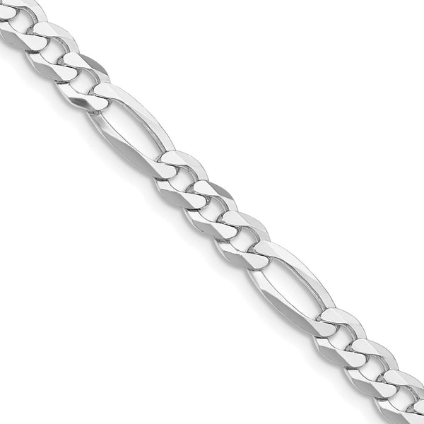 Rhodium-Plated Sterling Silver 5.5mm Flat Figaro Chain