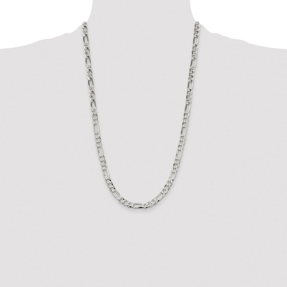 Buy Stylish 7.0mm Flat Figaro Chain in Lightweight Sterling Silver