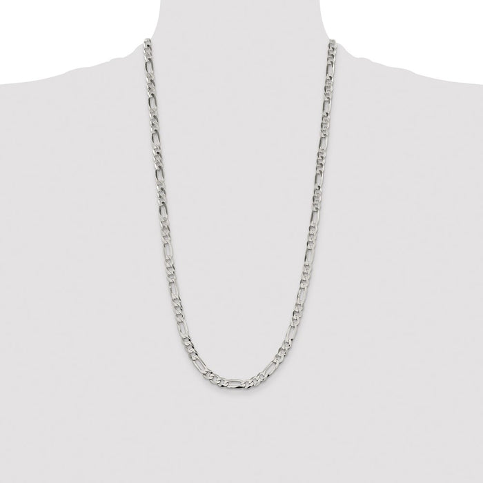 Buy Lightweight 7.0mm Sterling Silver Flat Figaro Chain - Stylish Luxury Value!-4
