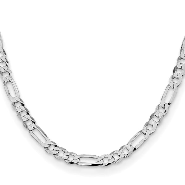 7.0mm Rhodium-Plated Sterling Silver Flat Figaro Chain
