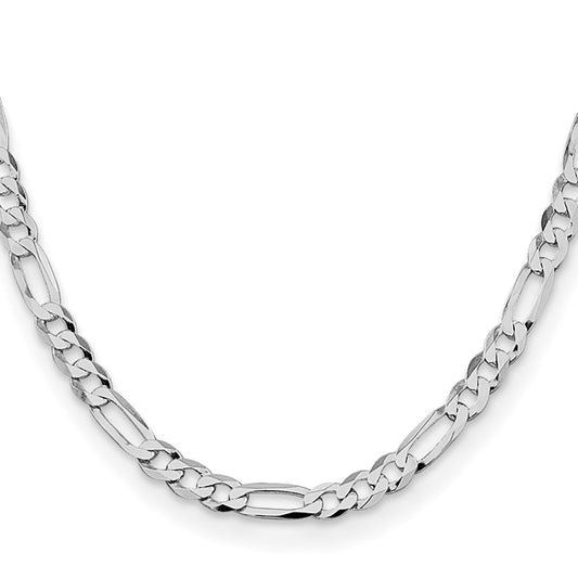 Buy Stylish 7.0mm Rhodium-Plated Sterling Silver Flat Figaro Chain - Affordable Luxury