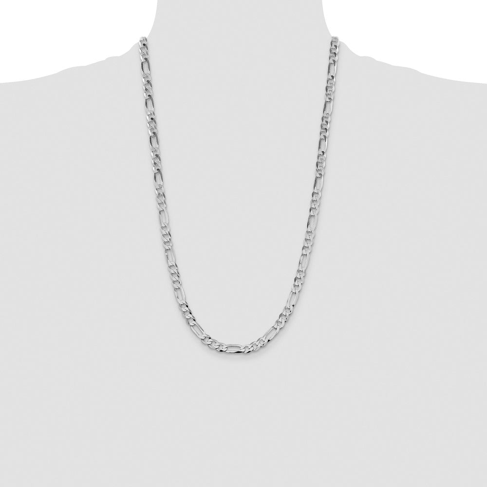Buy Stylish Rhodium-Plated Sterling Silver 7.0mm Flat Figaro Chain - Affordable Value