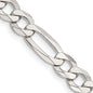 Buy Stylish 7.0mm Flat Figaro Chain in Lightweight Sterling Silver-3