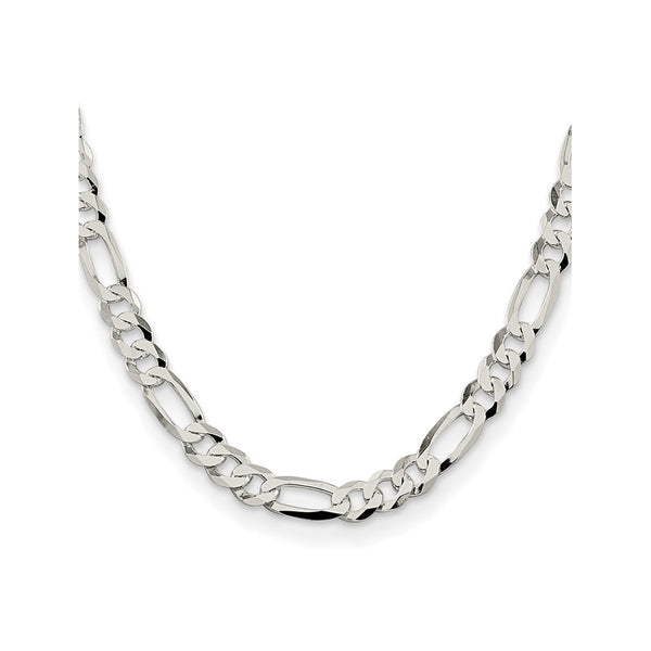 8.5mm Lightweight Flat Figaro Chain in Sterling Silver