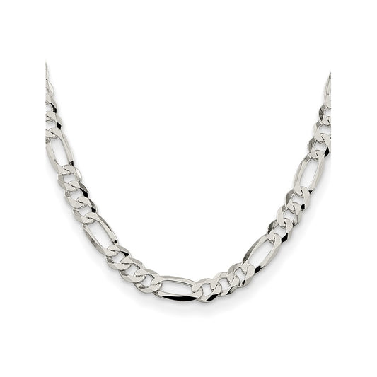 Exclusive 8.5mm Lightweight Flat Figaro Chain in Sterling Silver - Stylish Value