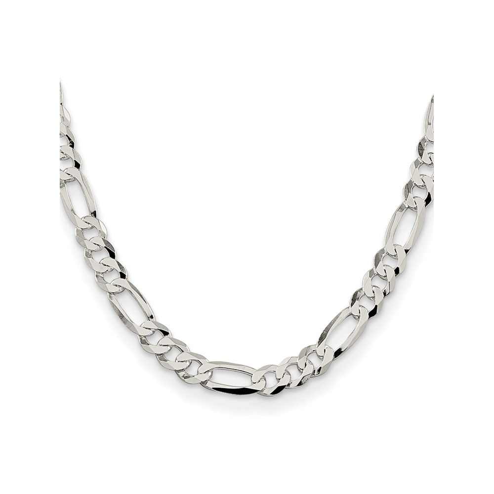 High-Quality 8.5mm Flat Figaro Chain in Sterling Silver - Stylish Value!