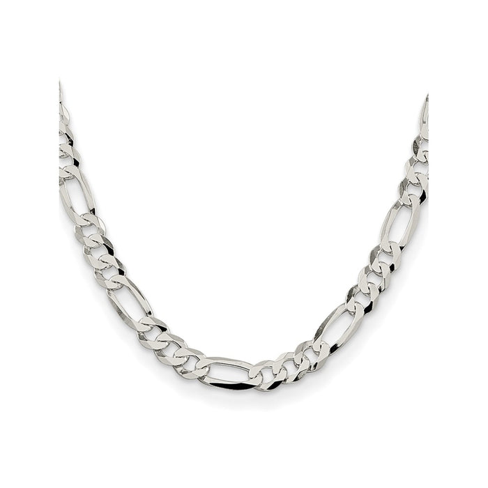 High-Quality 8.5mm Flat Figaro Chain in Sterling Silver - Stylish Value!-2