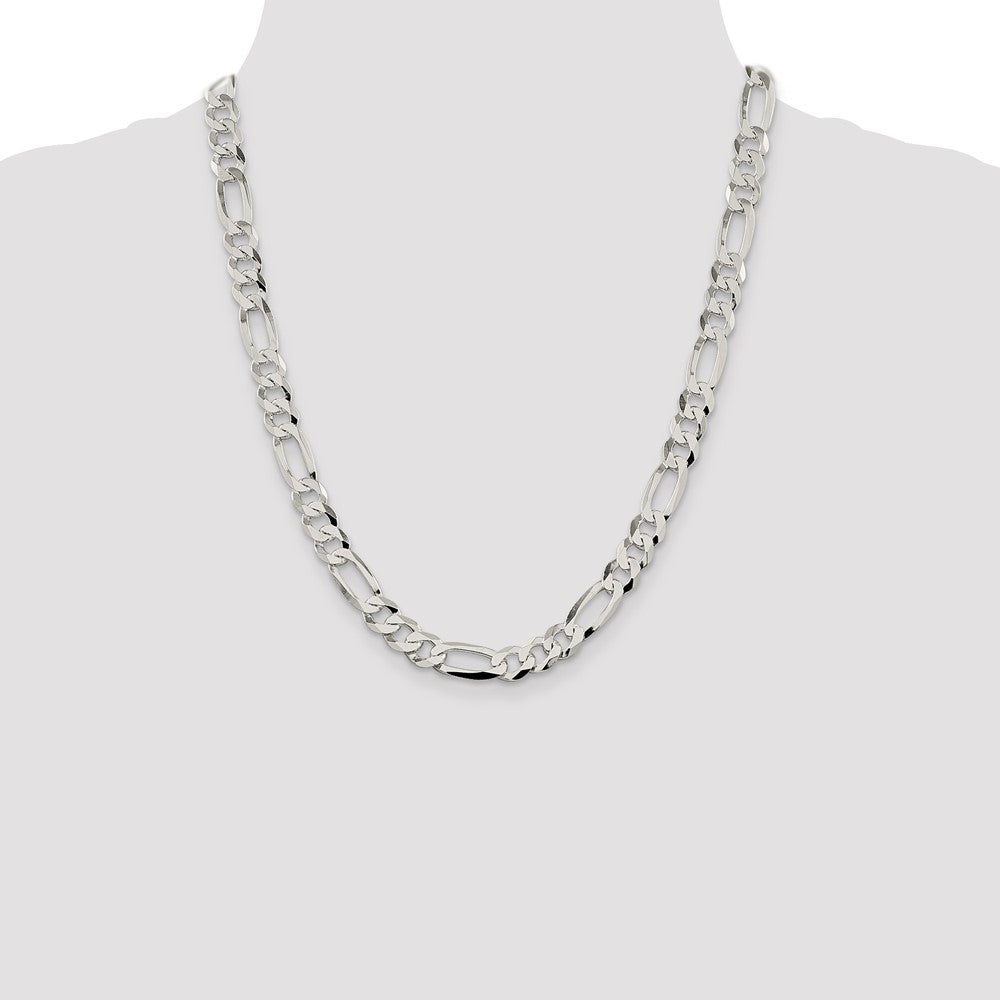 Exclusive 8.5mm Lightweight Flat Figaro Chain in Sterling Silver - Stylish Value