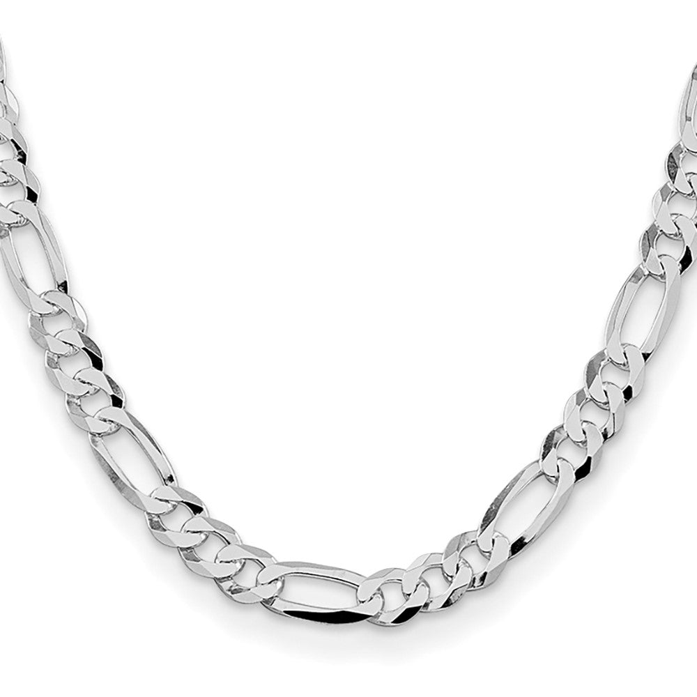 Buy Stylish 8.5mm Rhodium-Plated Sterling Silver Flat Figaro Chain