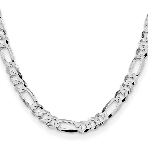 Rhodium-Plated Sterling Silver 8.5mm Figaro Chain