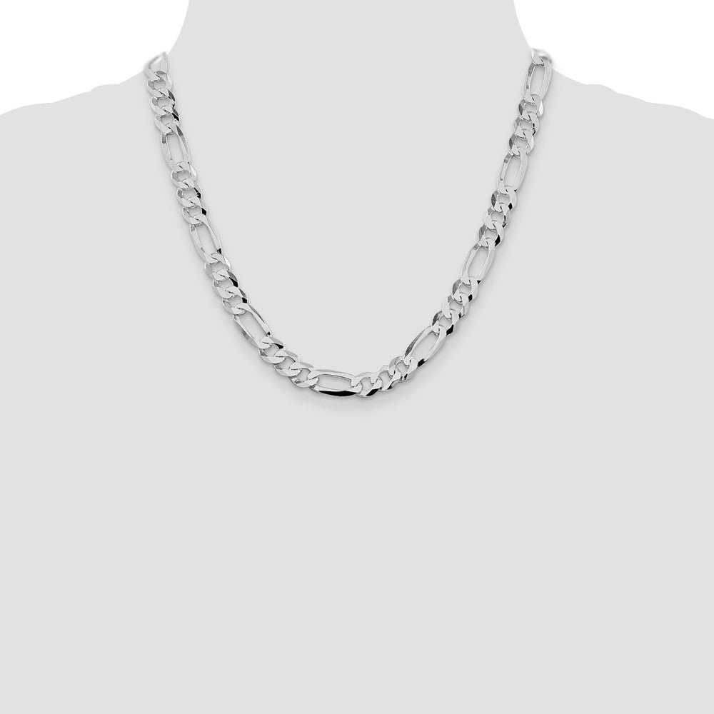 High-Quality Rhodium-Plated Sterling Silver 8.5mm Figaro Chain - Stylish Value!