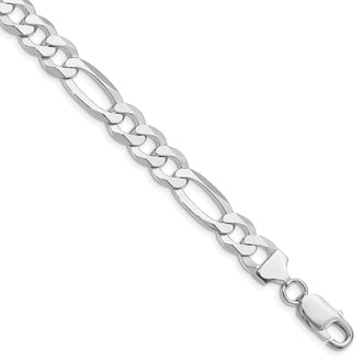 Buy Stylish Rhodium-Plated Sterling Silver 8.5mm Flat Figaro Chain
