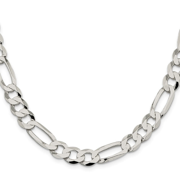 9.7mm Sterling Silver Flat Figaro Chain - Lightweight