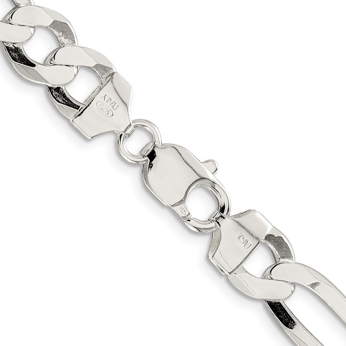 Buy Stylish 9.7mm Lightweight Flat Figaro Chain in 925 Sterling Silver-3
