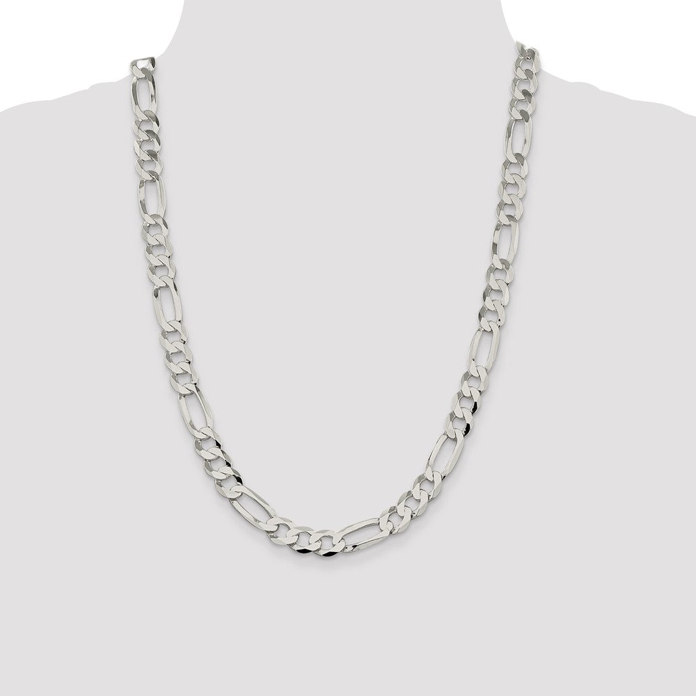 Buy Stylish 9.7mm Lightweight Sterling Silver Flat Figaro Chain - Great Value!