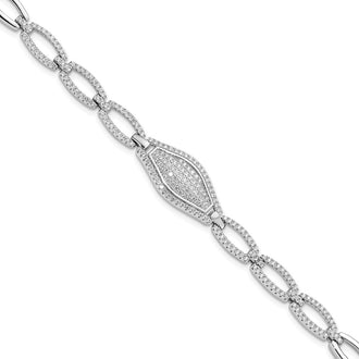 Exclusive Rhodium-Plated CZ Bracelet - 7.5", 218 Stones, Stylish & Affordable