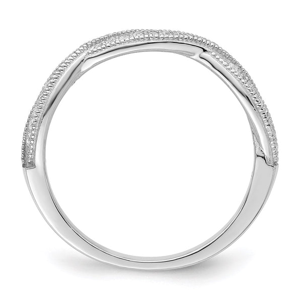 Criss Cross Micro Pave CZ Ring - 48 Stones Rhodium-Plated Silver