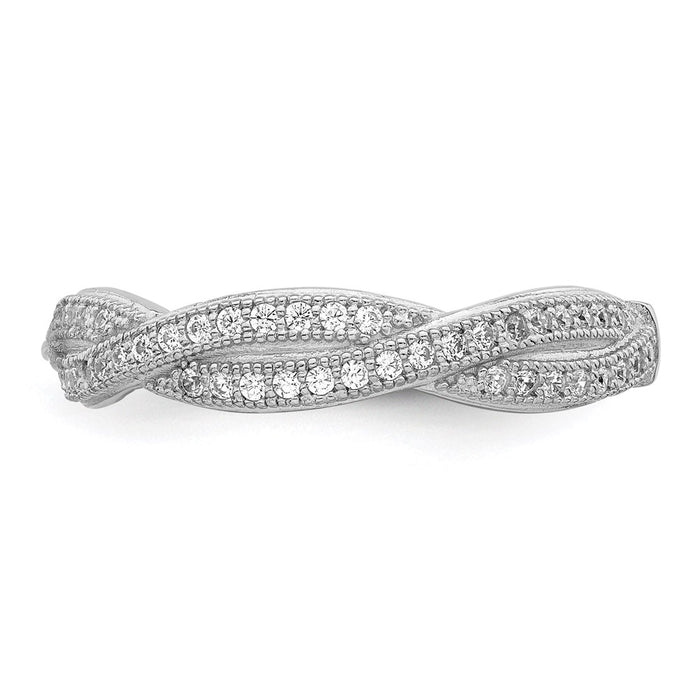 Buy Exclusive Criss Cross Micro Pave CZ Ring - 48 Stones in Rhodium-Plated Silver-4