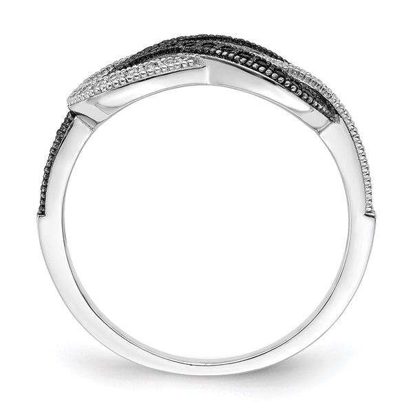 Brilliant Embers Sterling Silver Ring - 59 Black White CZ Stones