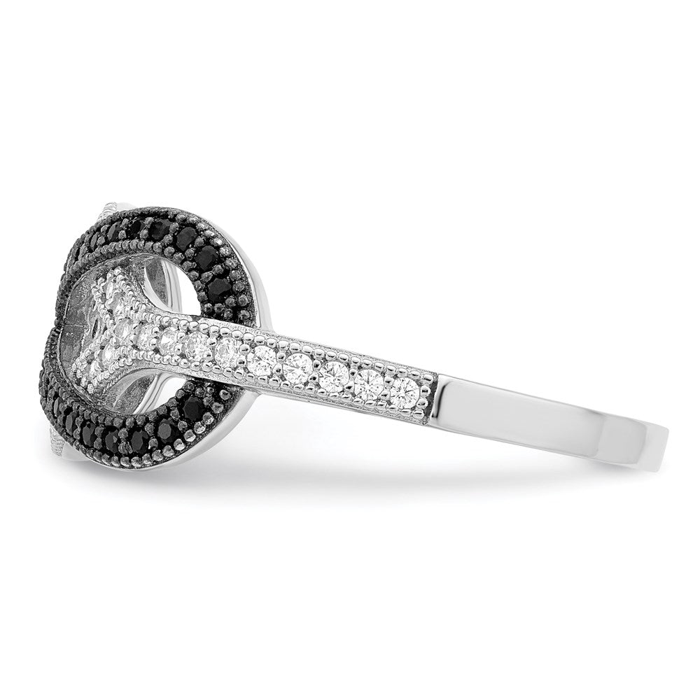 Buy Exclusive Brilliant Embers Sterling Silver Ring - 59 Black & White CZ Stones