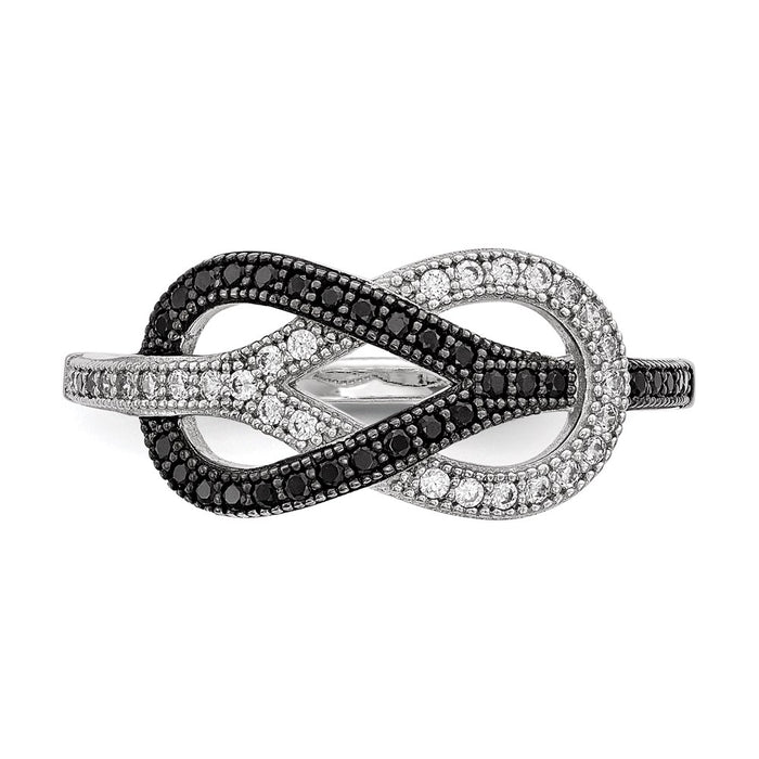 Buy Exclusive Brilliant Embers Sterling Silver Ring - 59 Black & White CZ Stones-4