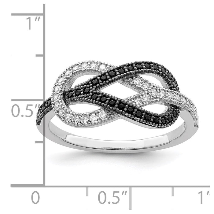 Buy Exclusive Brilliant Embers Sterling Silver Ring - 59 Black & White CZ Stones-5