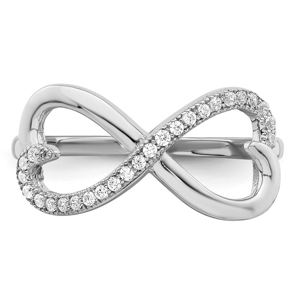 High-Quality Sterling Silver Heart Ring with 20 CZ Stones - Stylish Value!