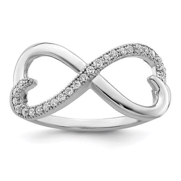Sterling Silver Heart Ring with 20 CZ Stones